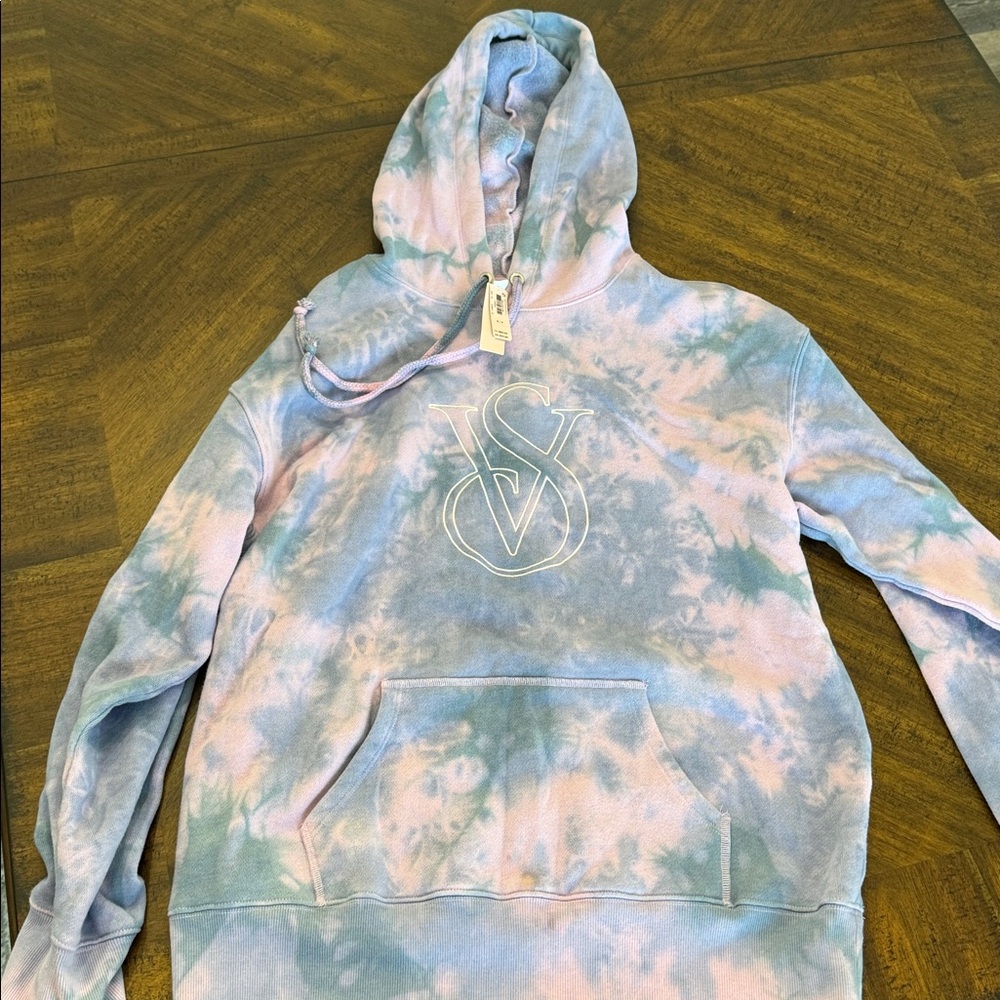 NWT Victoria Secret Tie-Dye Hoodie with Logo Sz S